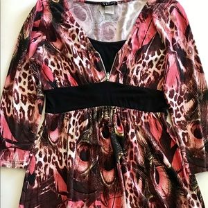 Venus pink leopard mix animal print dress